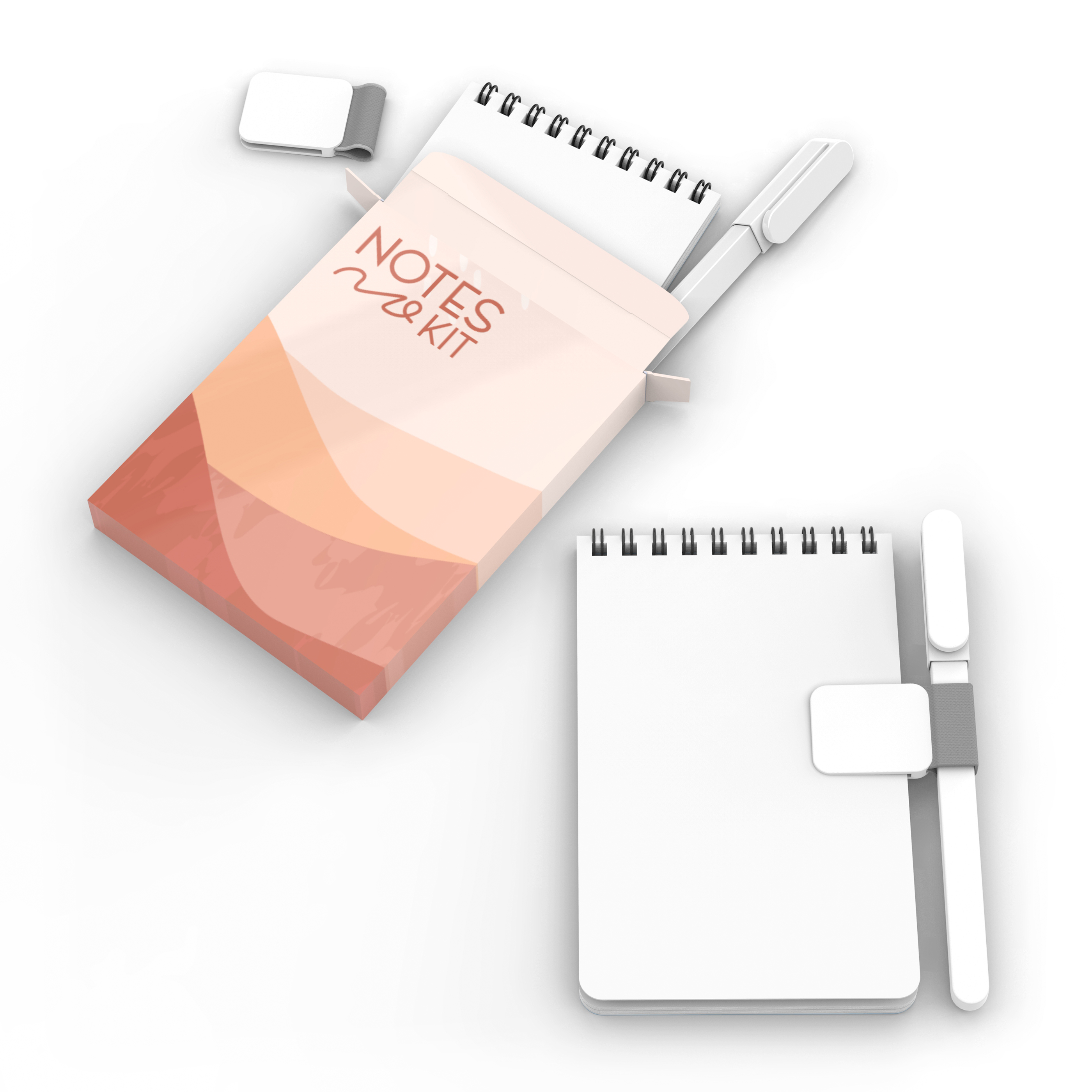 Notes Kit : Notebook set with pen and penholder (top bound) 6