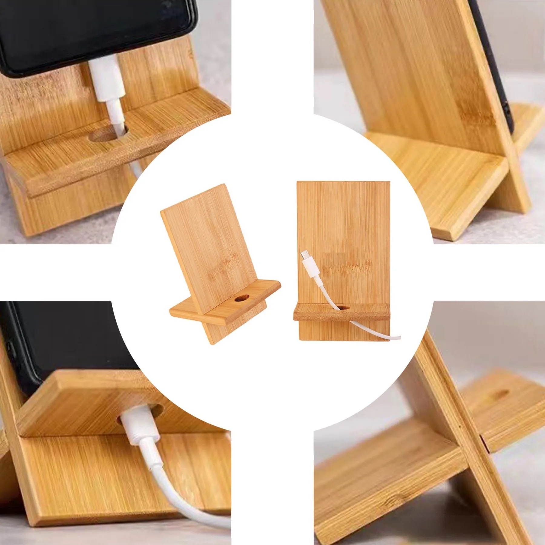 Bamboo Wood Cell Phone Stand 4