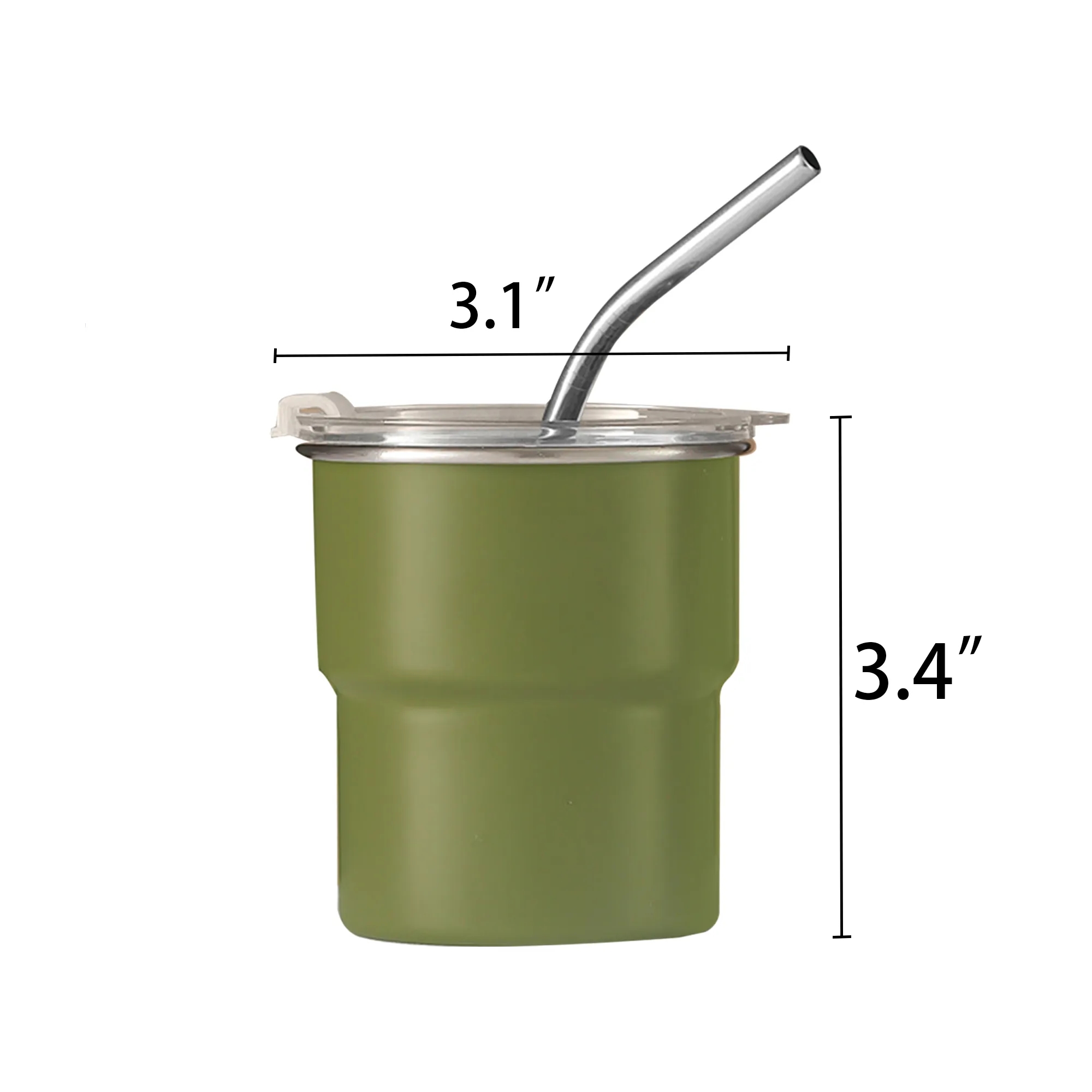 10OZ 304 Stainless Steel Coffee Mug With Lid Straw 2
