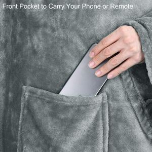 Wearable Fleece Blanket With Sleeves/Foot Pockets 2