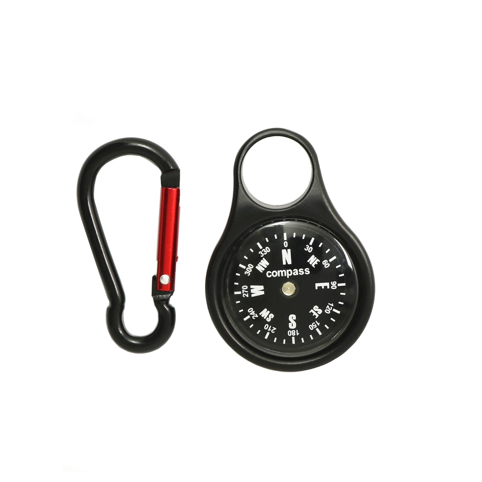 Round Metal Compass Carabiner Keychain 2