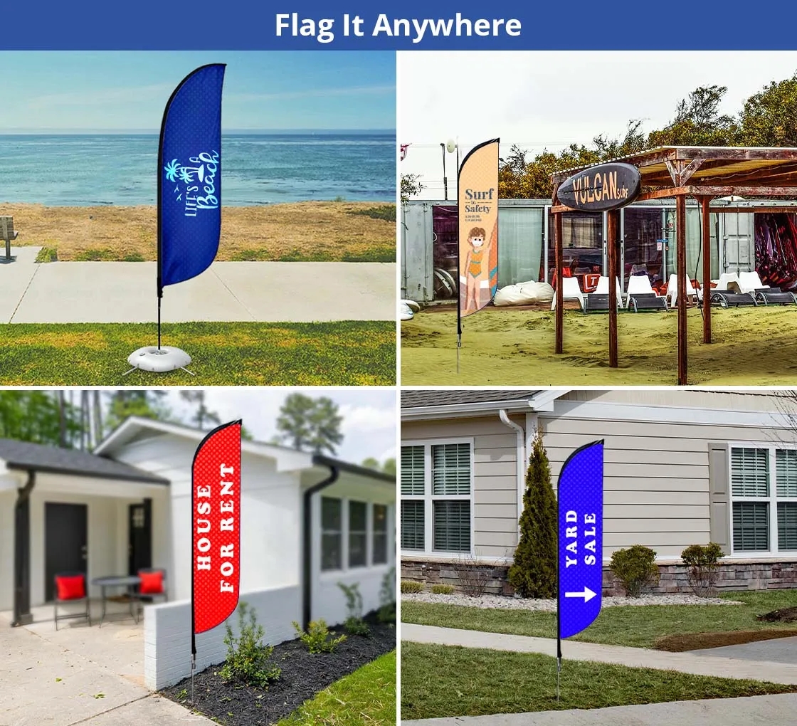 2ft x 9.5ft Feather Flag - Mesh-Cross base with Water Bag 3