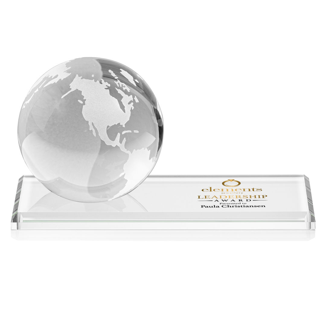 Globe VividPrint™ Award on Rectangle Base - Clear 4