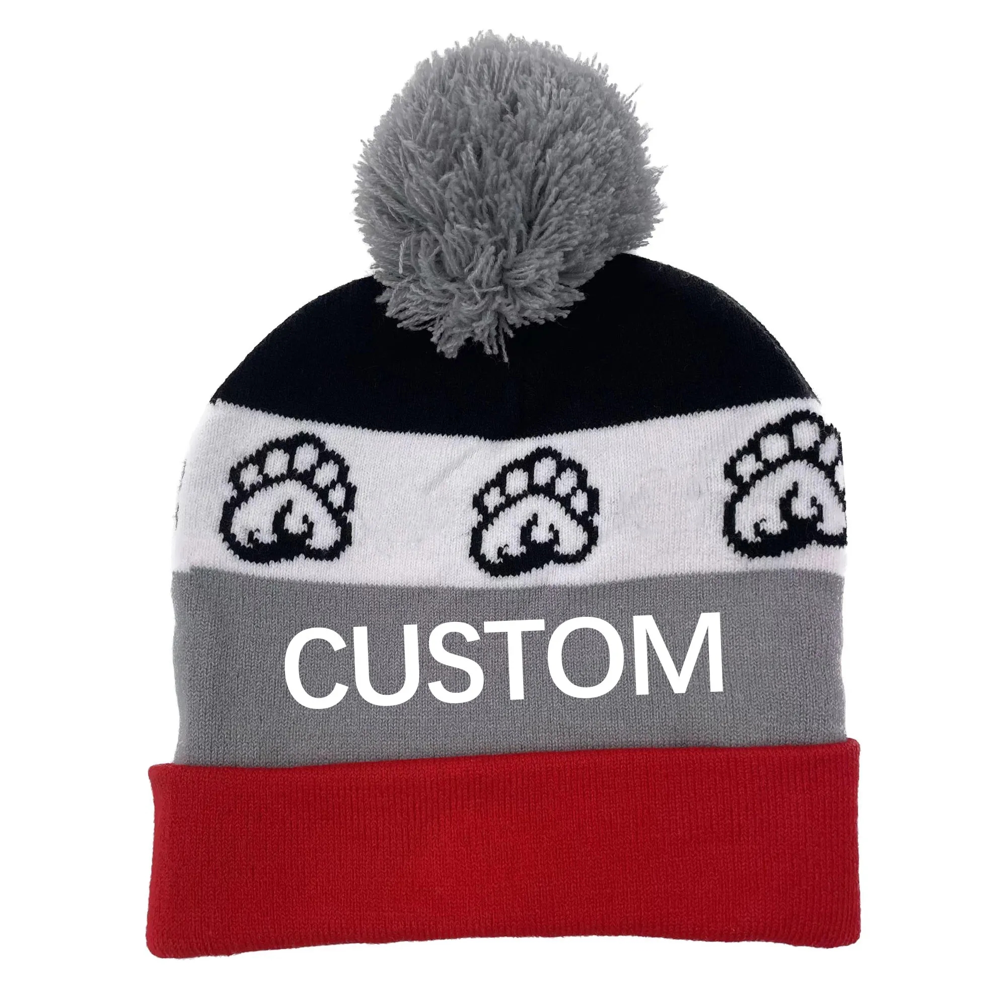 Winter Knit Pom Beanie With Cuff