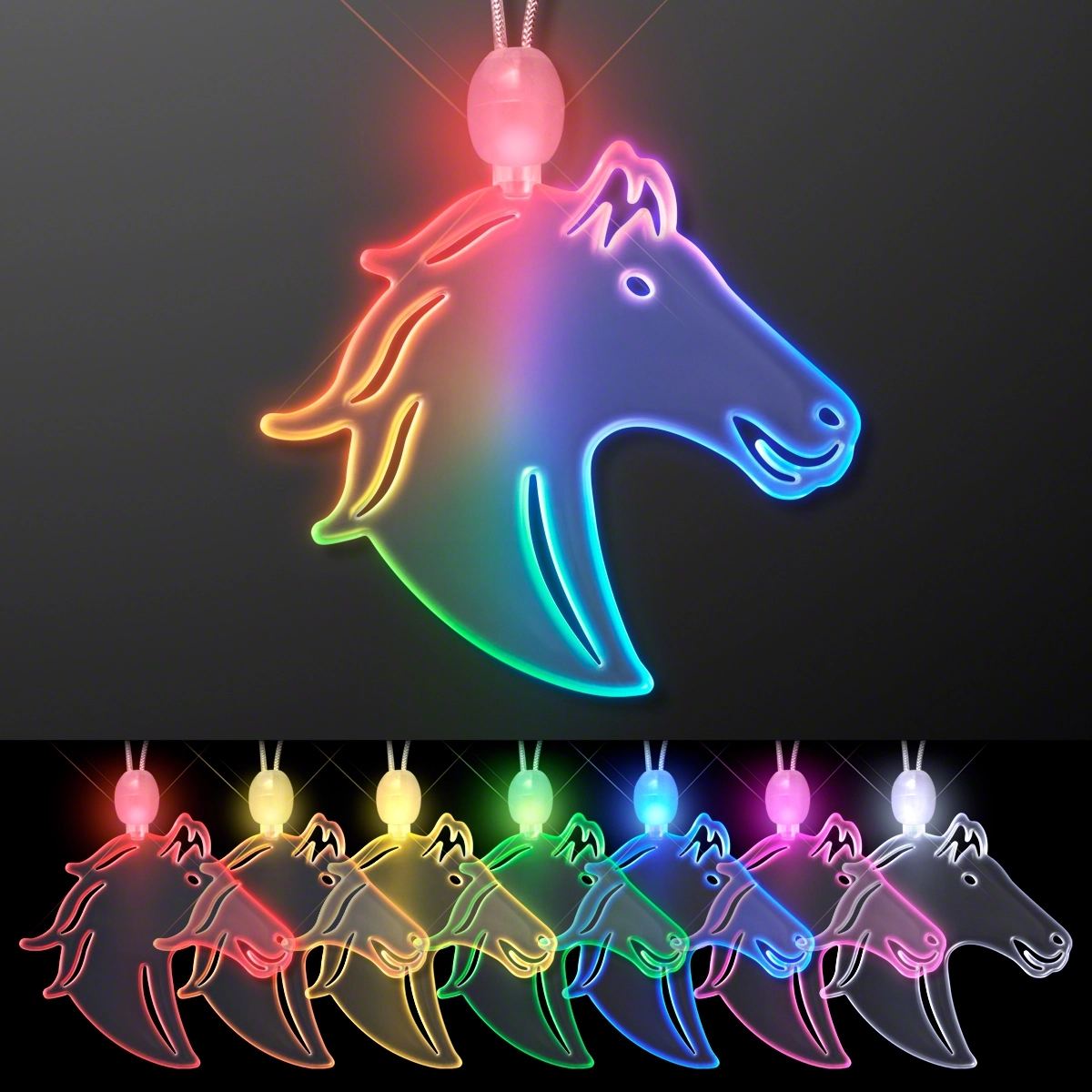 Acrylic Horse Head Shape Necklace with LED 4