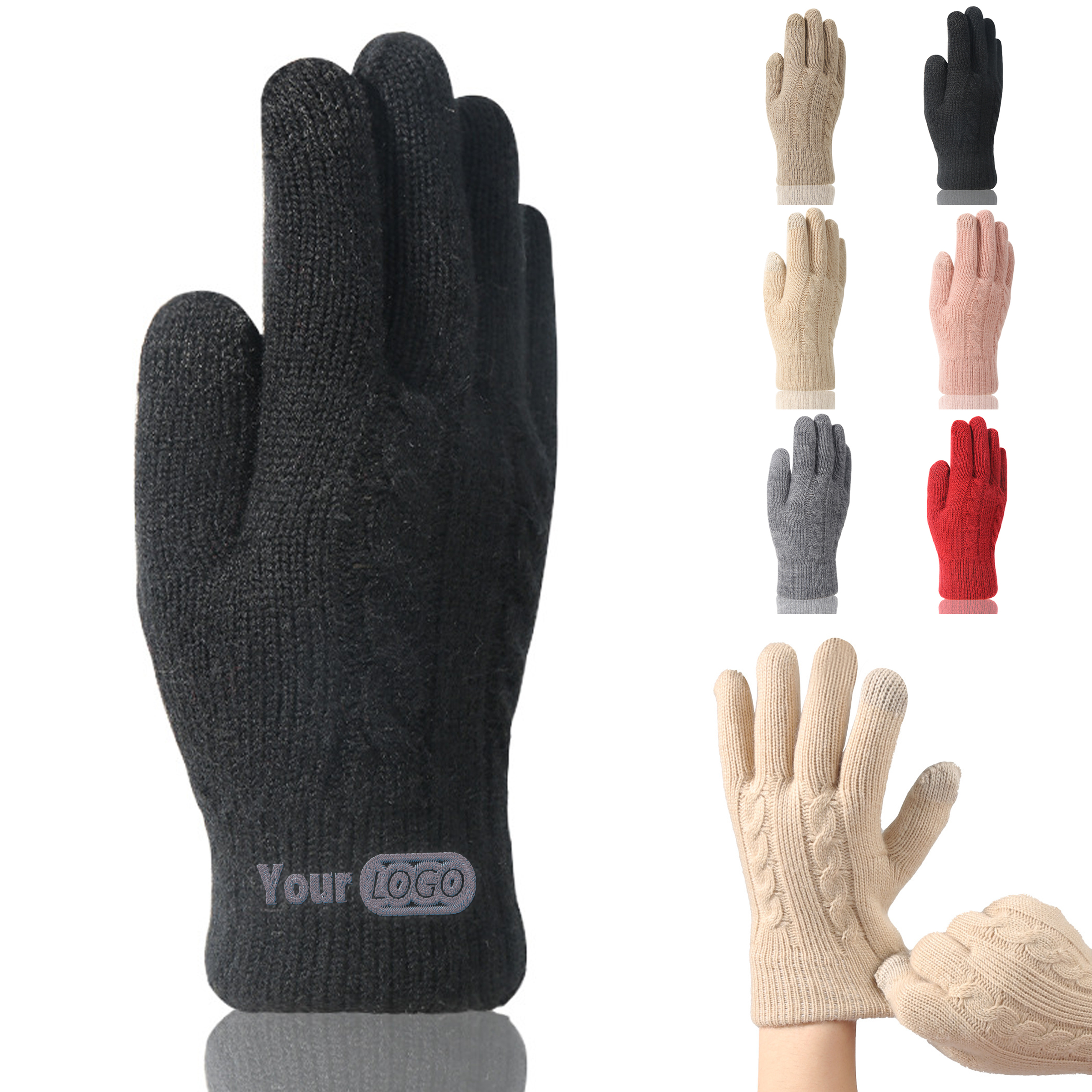 Acrylic Cold Resistant Knitted Touchscreen Gloves 4