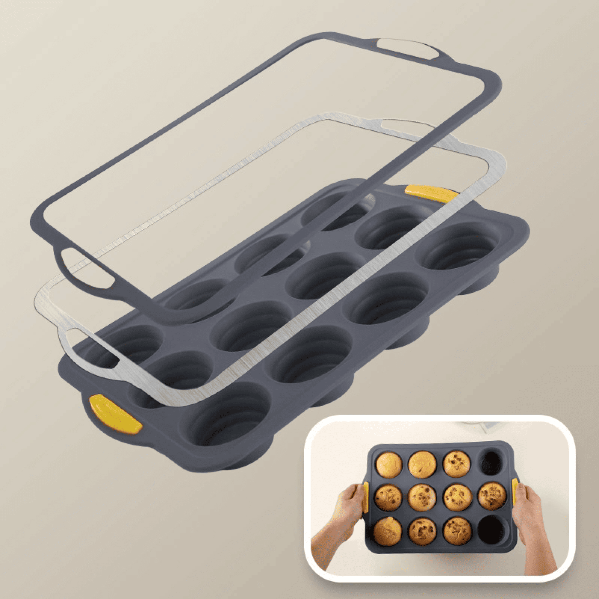 12-Cup Non-Stick Muffin Silicone Baking Tray 1