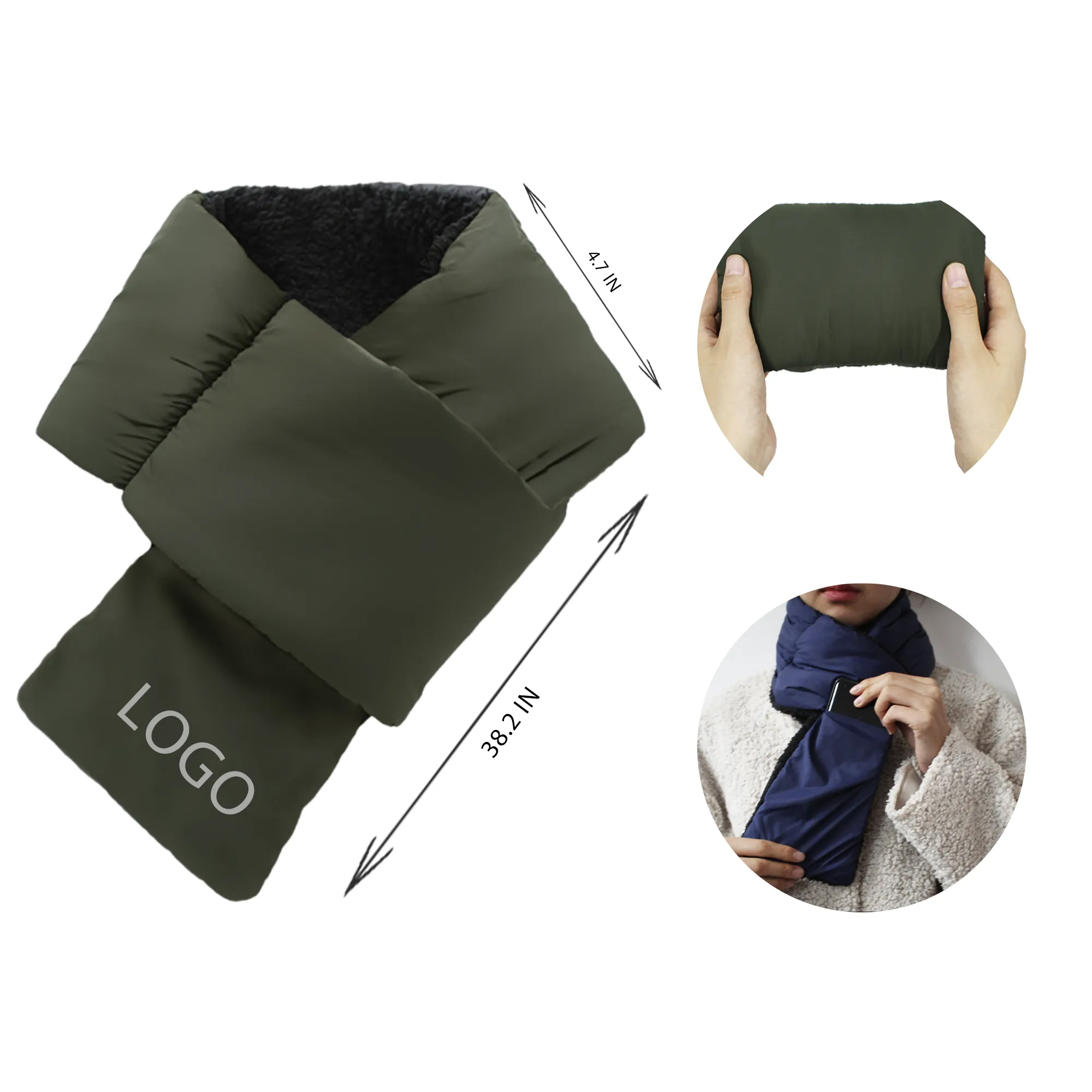 MOQ 10 PCS Winter Fleece Thermal Scarf 4