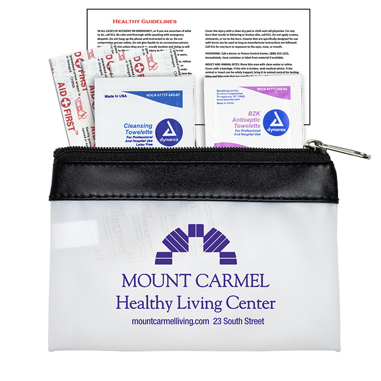 "SAFETY-ON-THE-GO" 7 Piece First Aid Kit in Colorful Zipper Vinyl Pouch 12