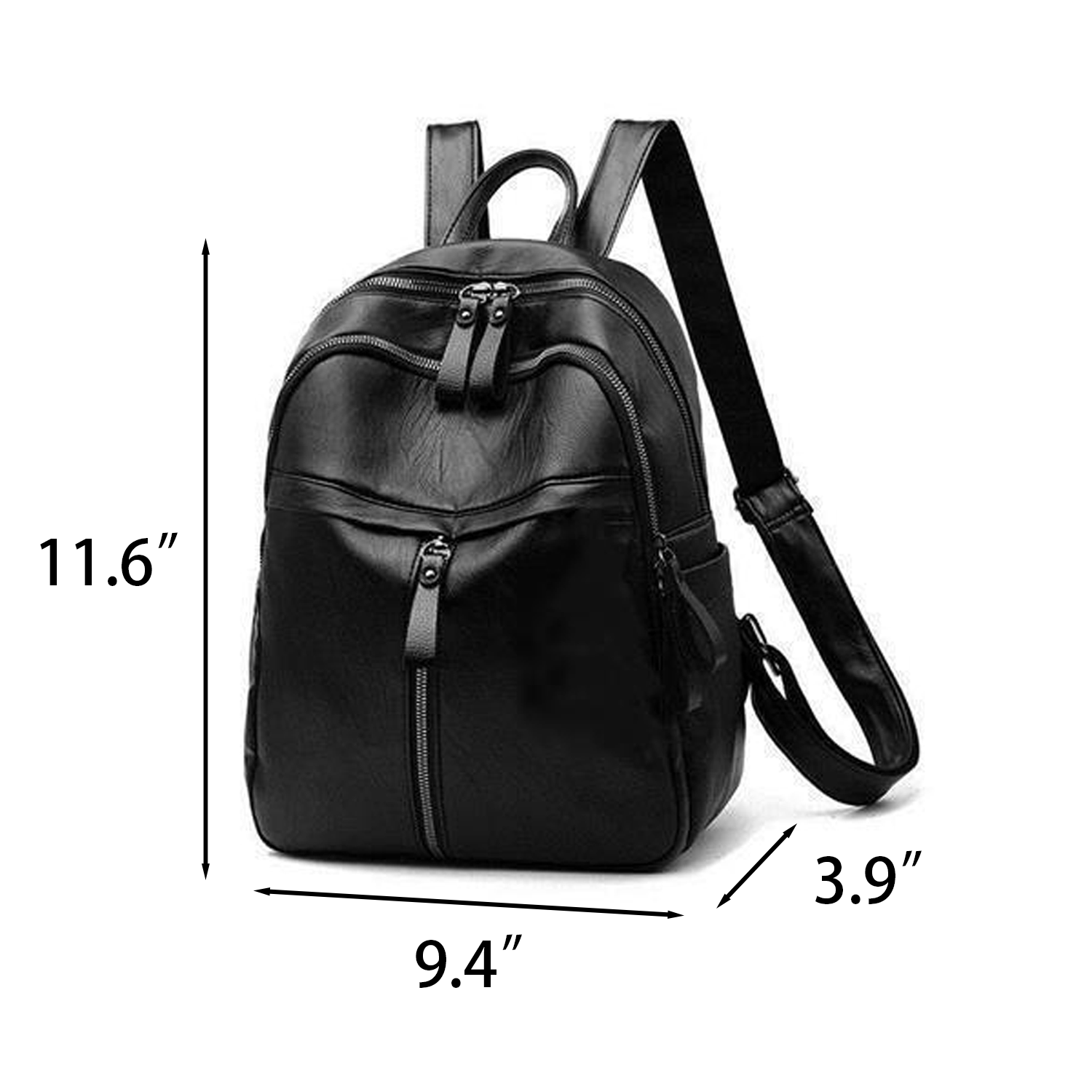 Waterproof PU Leather Double Zipper Backpack 6