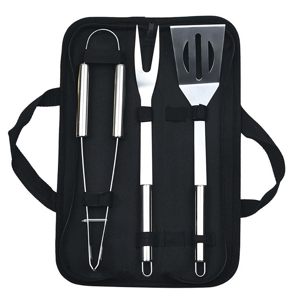 3-piece Stainless Steel BBQ Set w/ Carrying Bag 1