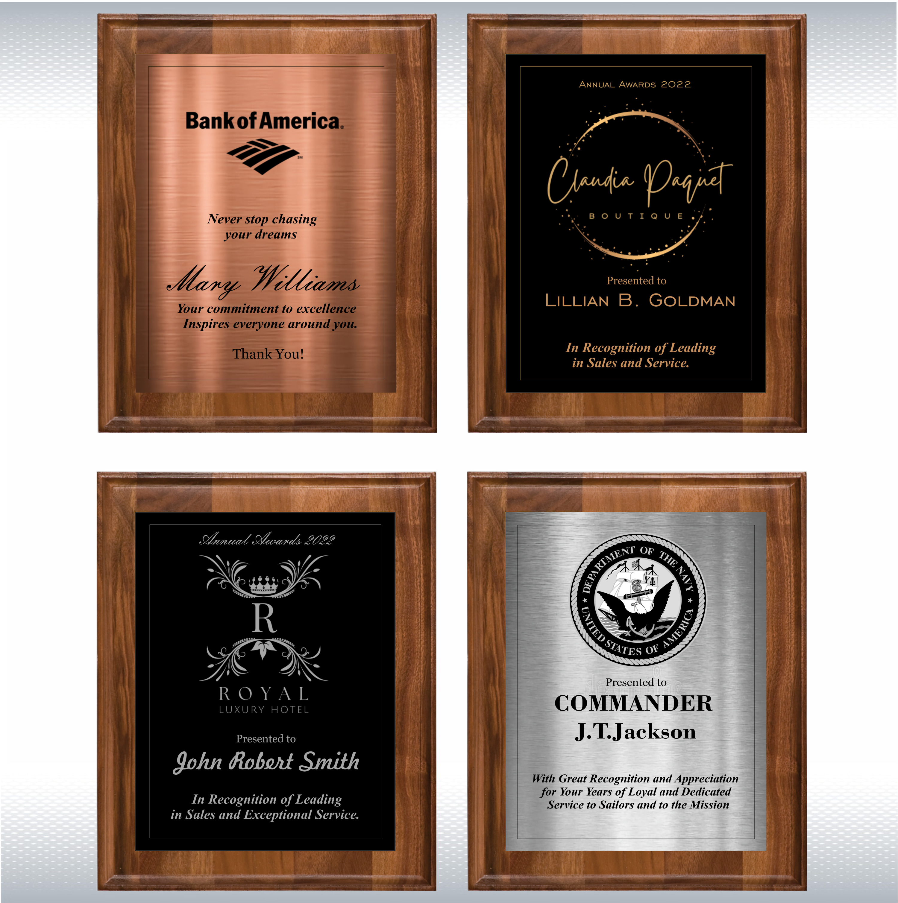 Walnut Wood Plaque w/Choice of Single Plate 6