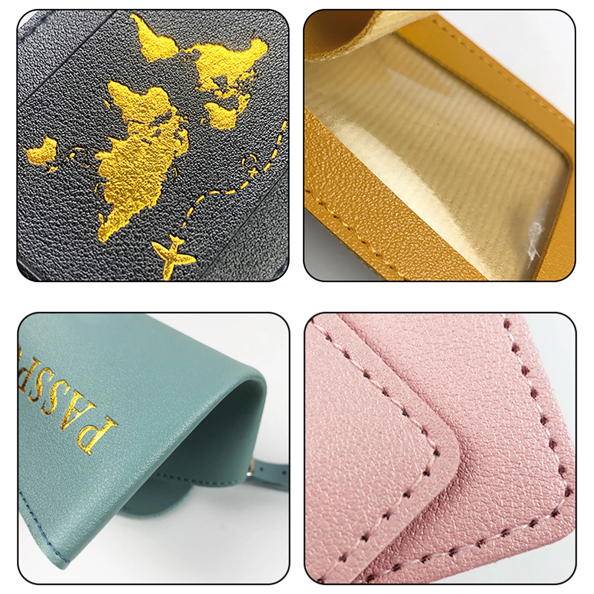 MOQ 100pcs PU Leather Passport Cover Luggage Tag Set 38