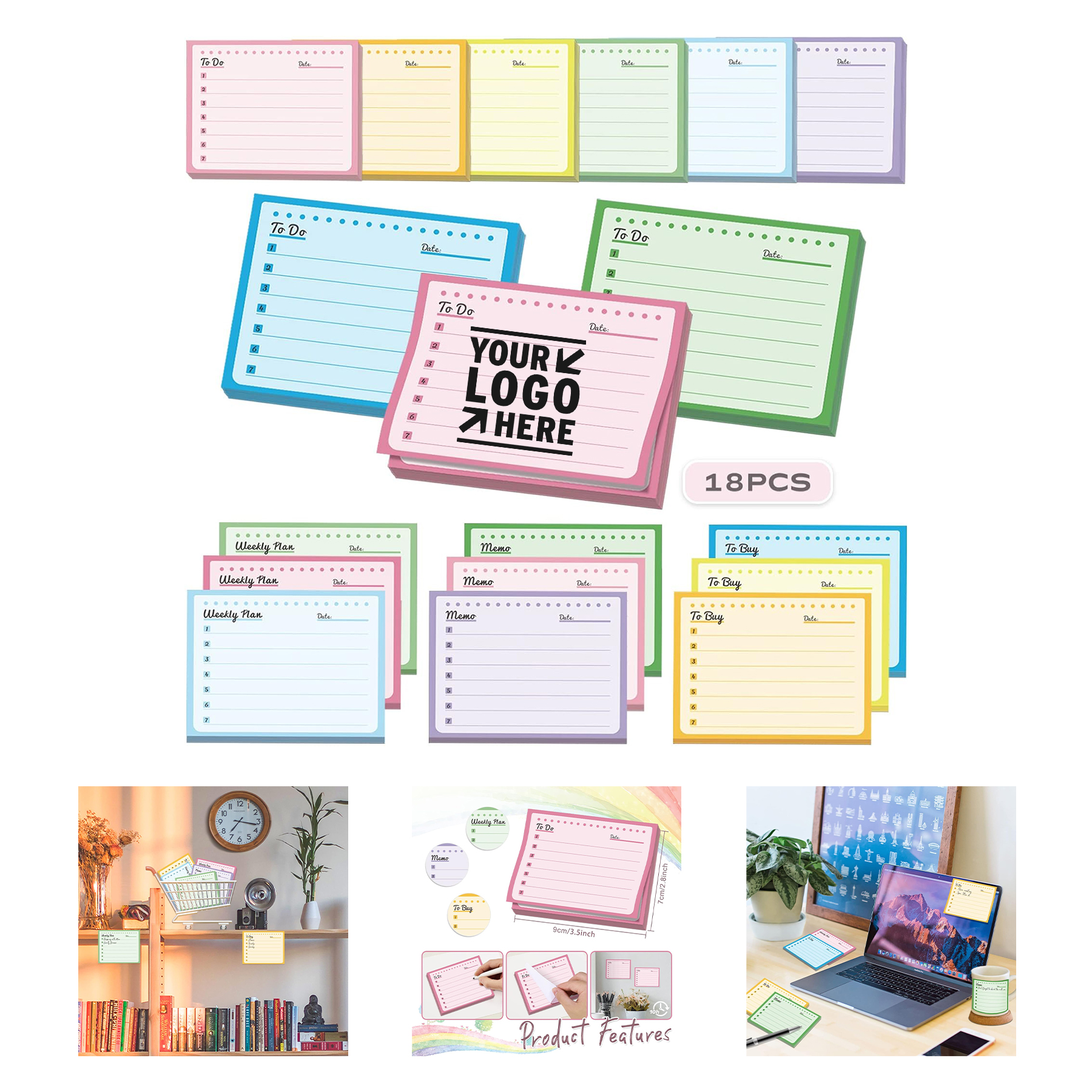 2.8" 3.5" 50 Sheets Colorful Lined Post It Note
