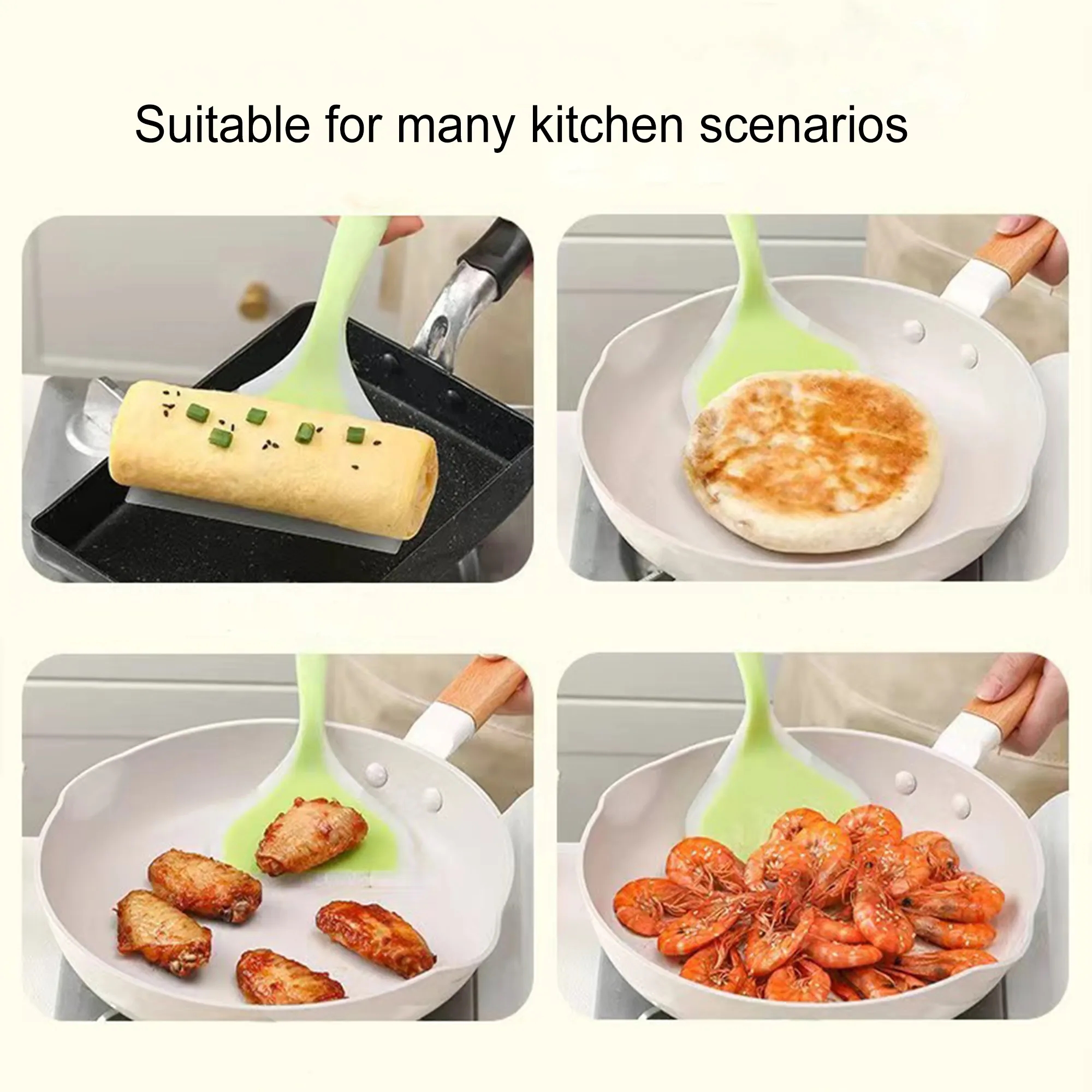 Heat Resistant Wide Flat Non-Stick Silicone Pancake Spatula 3