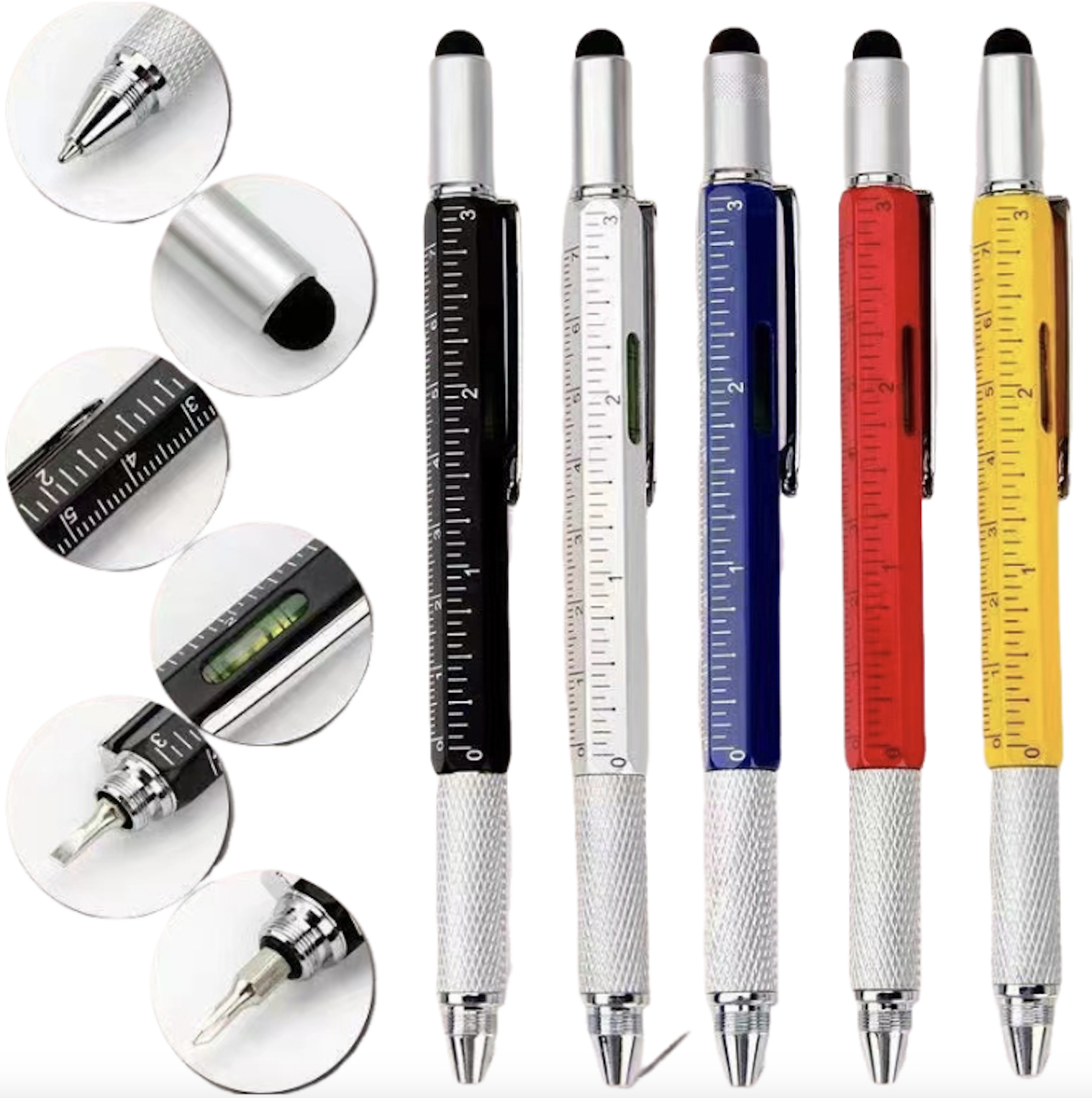 6 in 1 Multitool Pen with Ruler Level Gauge Screwdriver 3