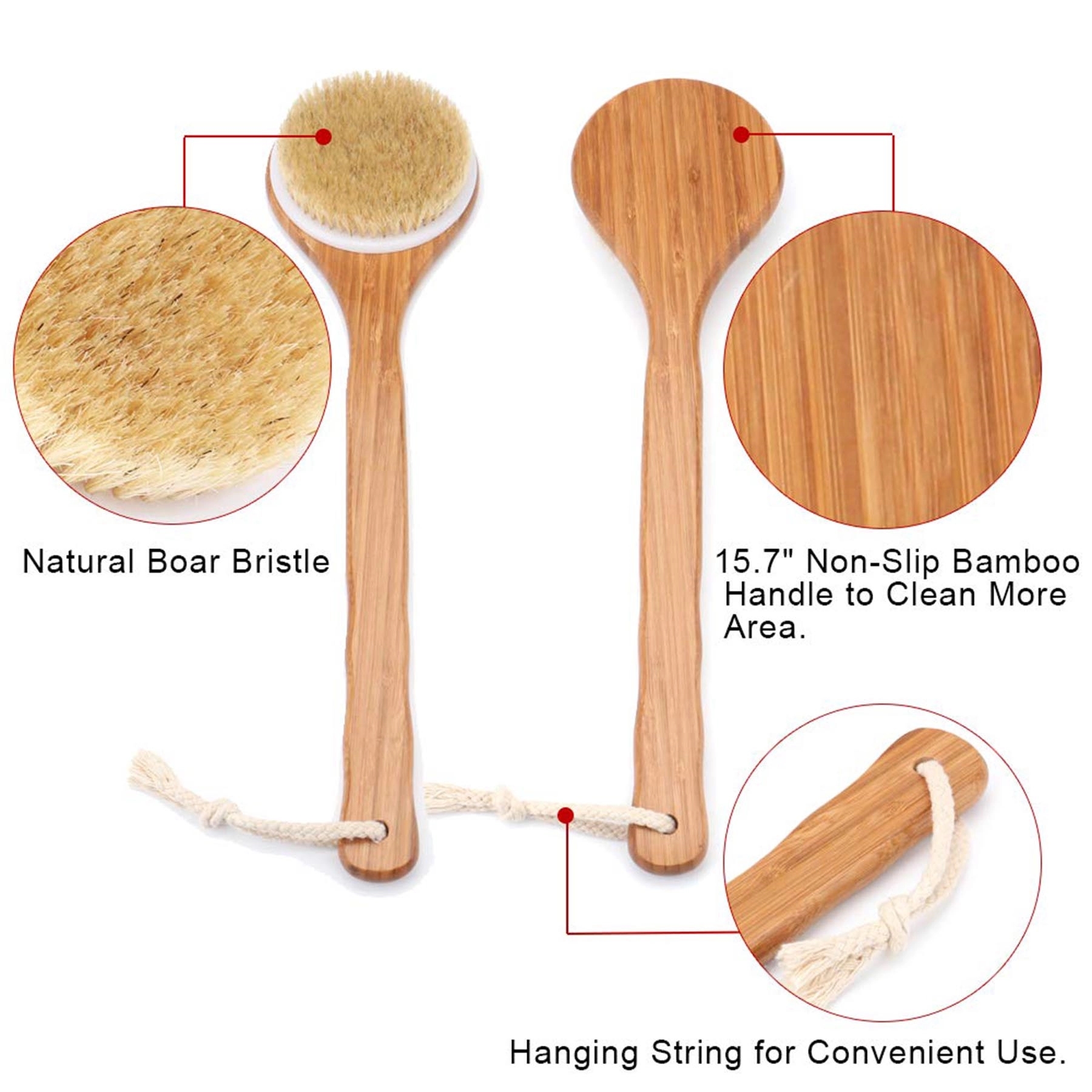 Bamboo Soft Bristle Shower Brush 3