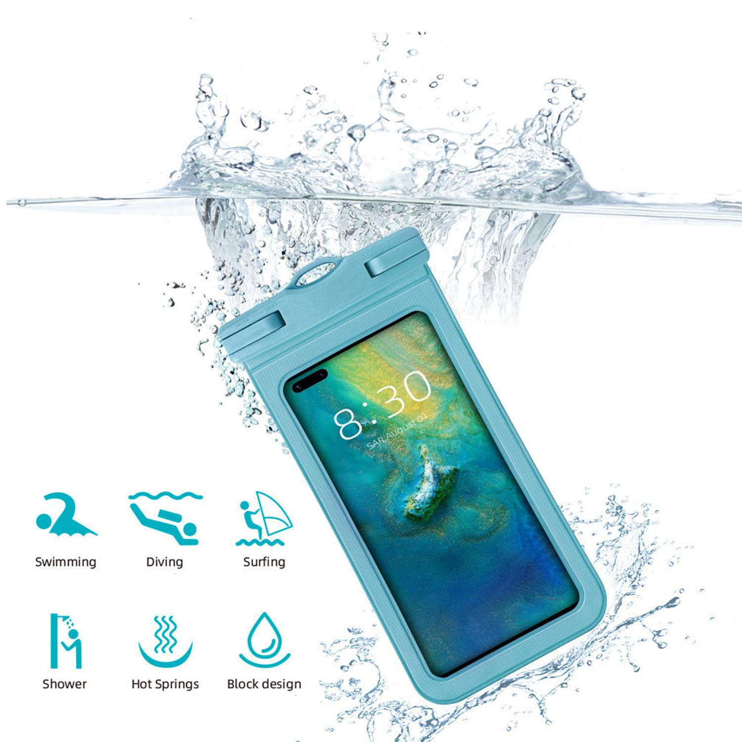 7.2" Diving Touch Screen Pouch Neck Rope Cell Bag 5