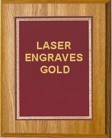 9" x 12" Oak Finish Plaque with a Red Florentine Plate 1