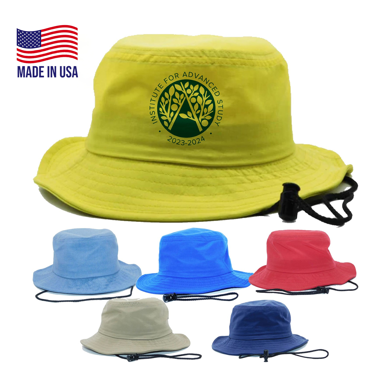 True American Made Taslan Bucket Hat W/ Adjustable Drawstring 1
