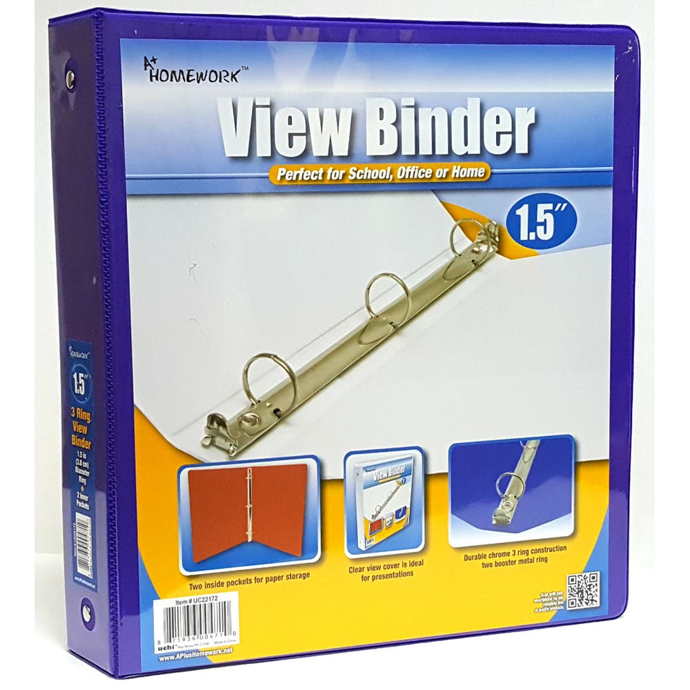 1.5" 3-Ring Binders -  Purple View Cover