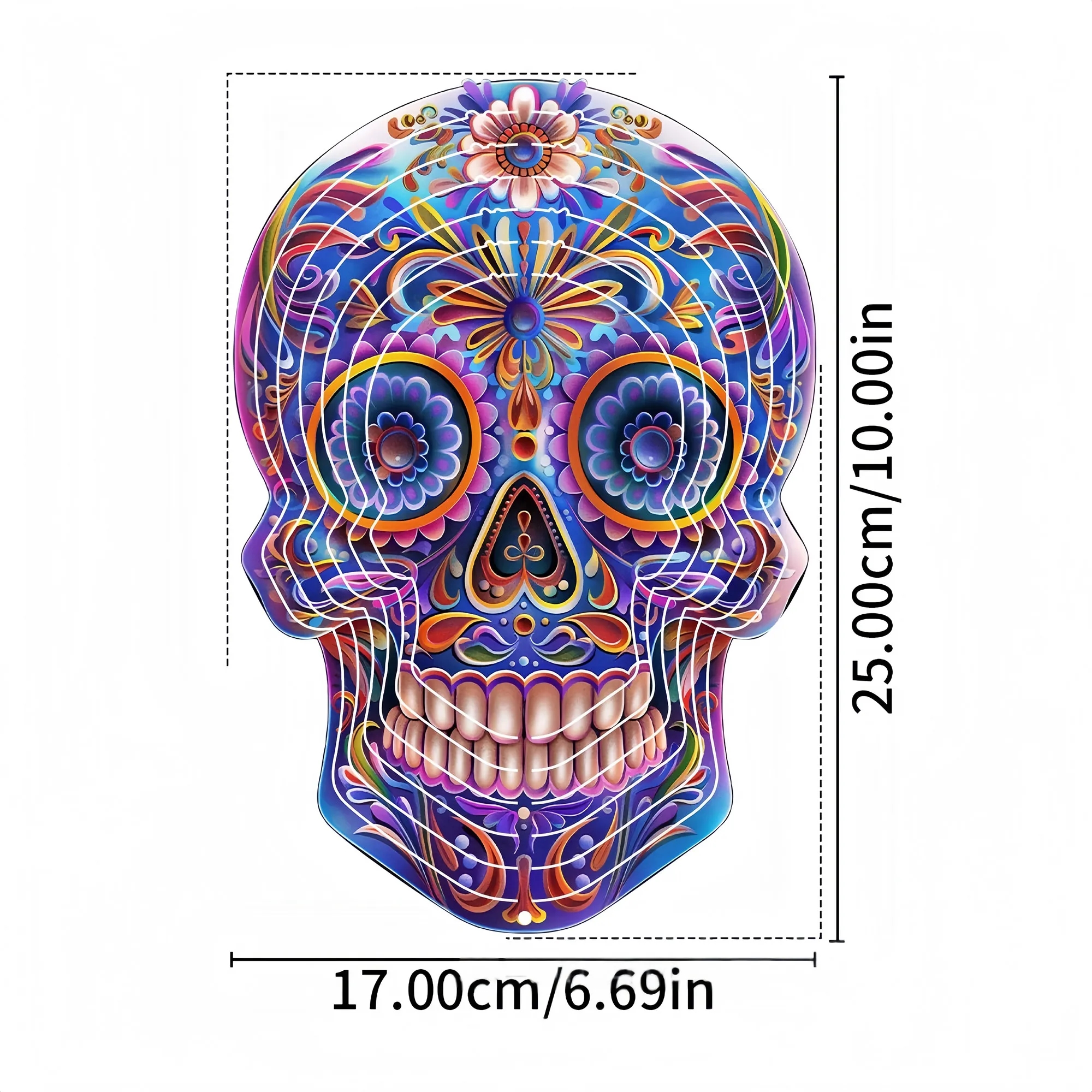 Vibrant 3D Skull Wind Spinner For Halloween Decor 4