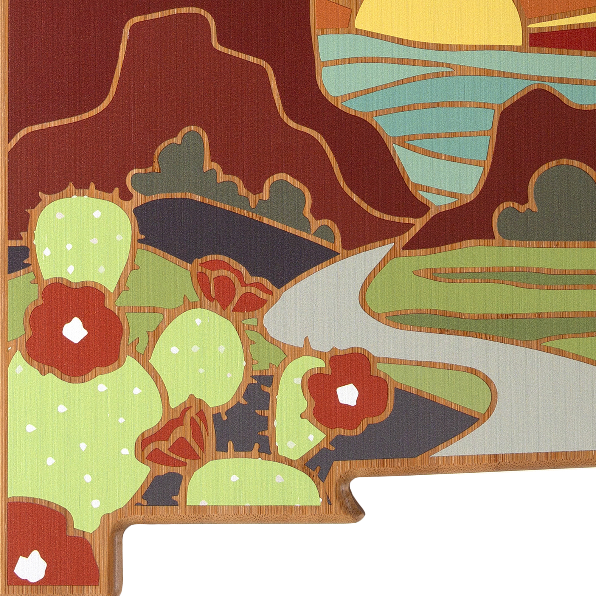 New Mexico State Shaped Serving and Cutting Board with Artwork by Summer Stokes 2
