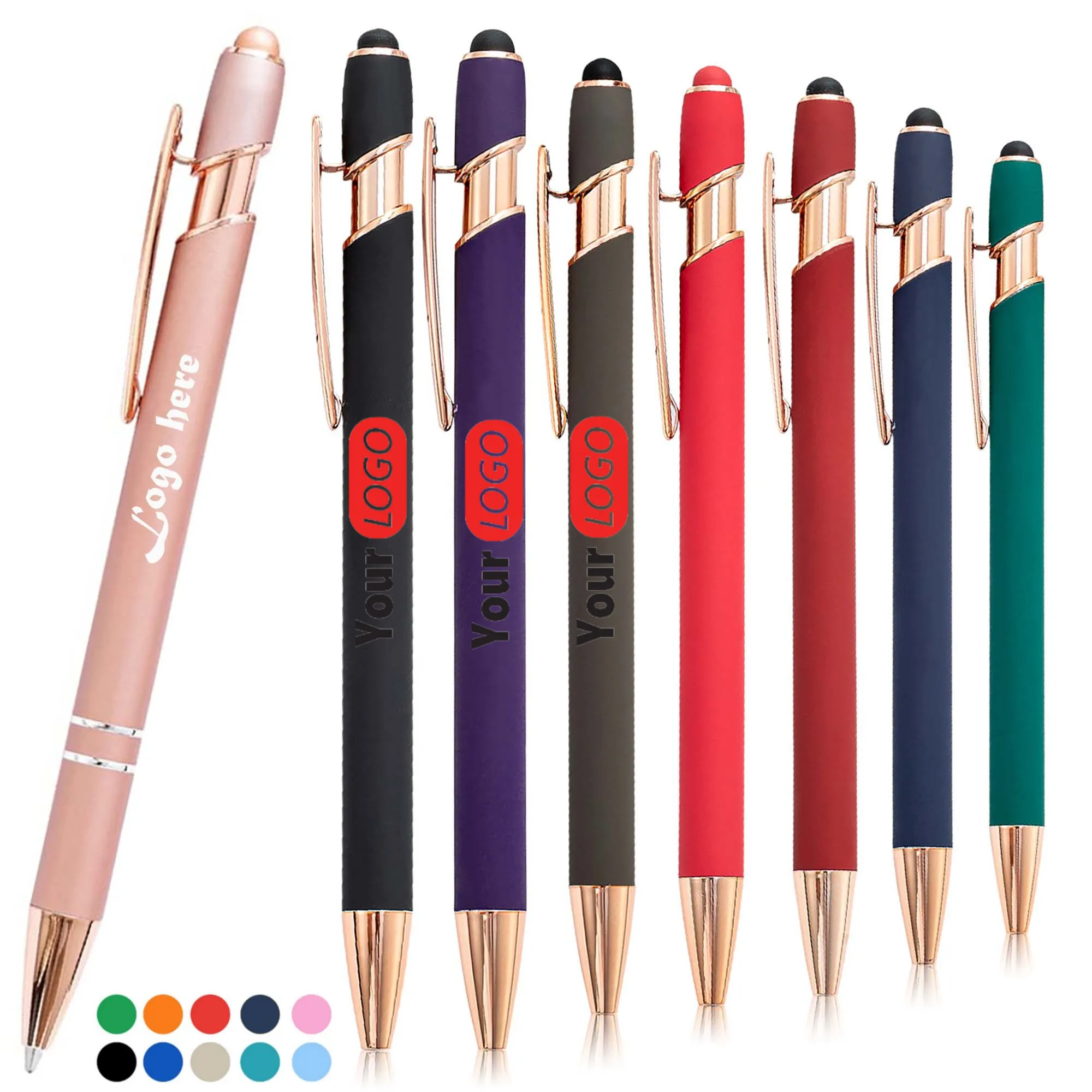 Custom Professional Logo 1.0mm Black Rose Gold Ballpoint Pen 3