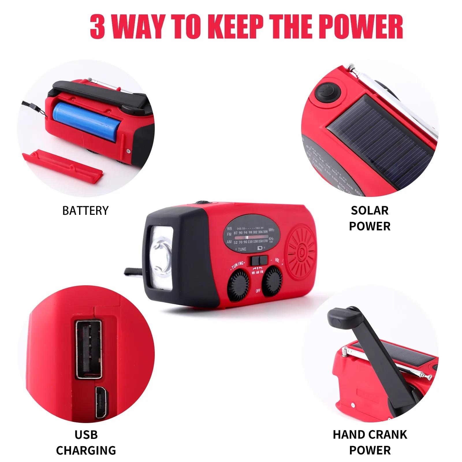 Emergency Hand Crank Dynamo Radio with USB Phone Charger 2