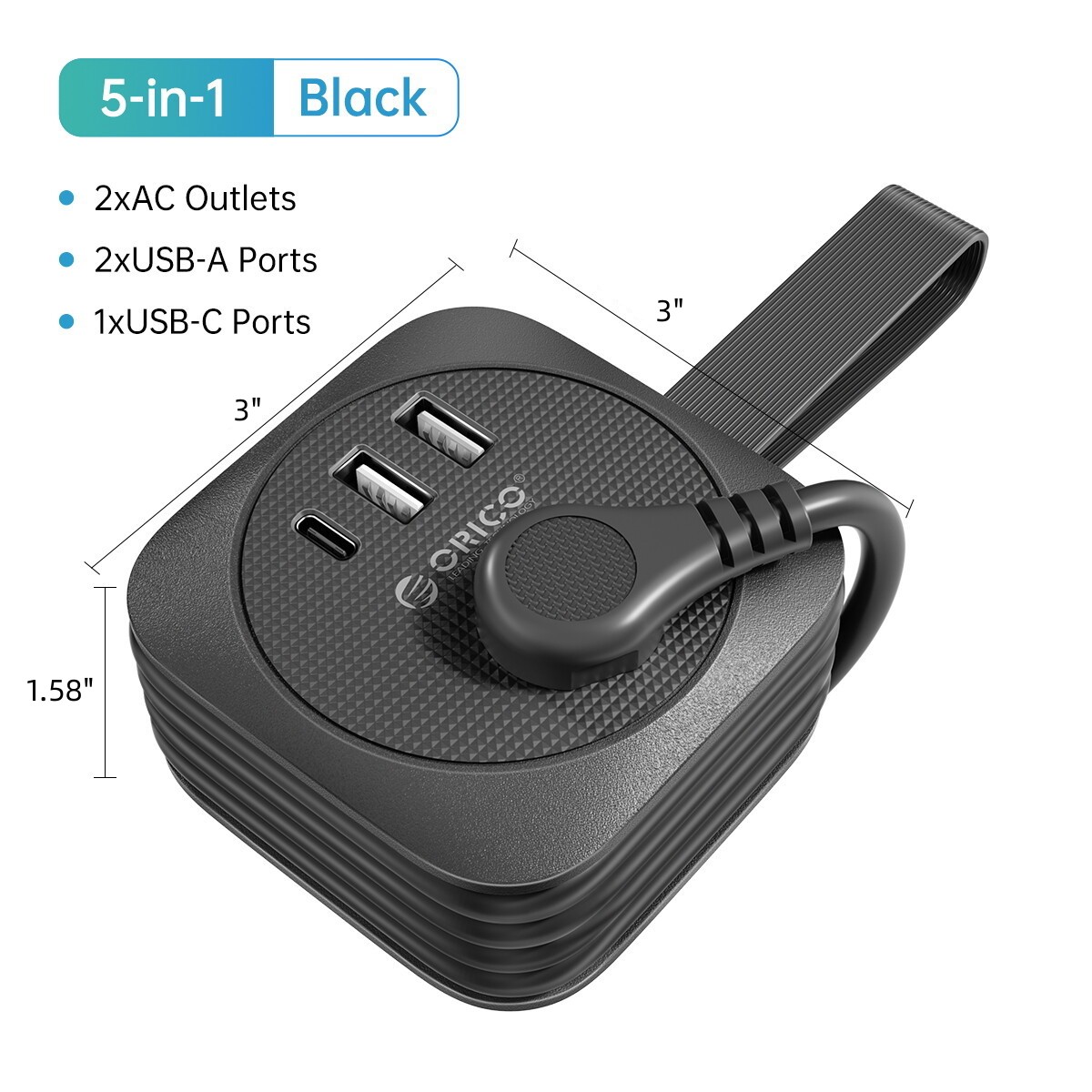 USB Portable and Stowable Travel Power Strip 1