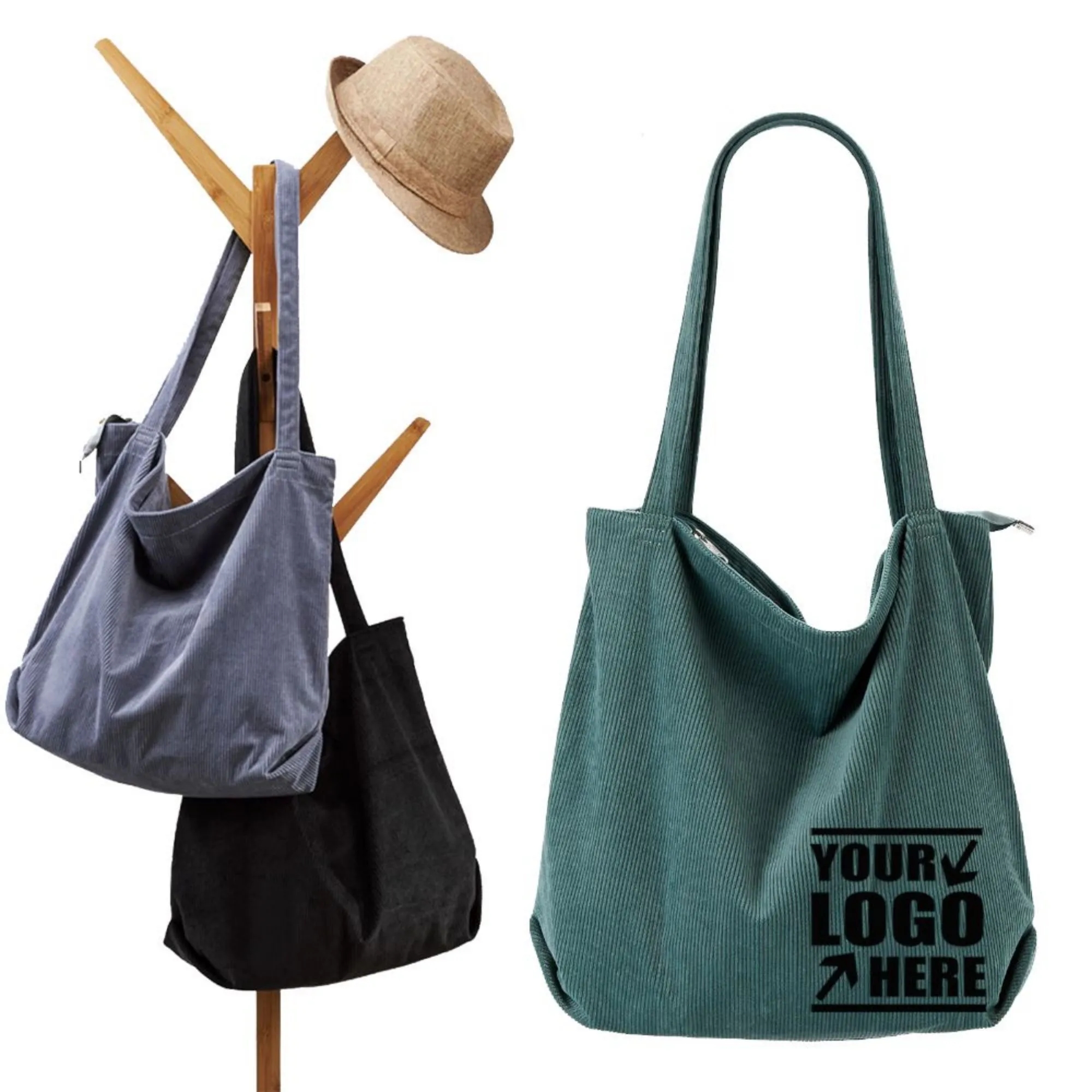 Big Capacity Tote Bag with Zipper for Women, custom tote bag with logo imprint 4