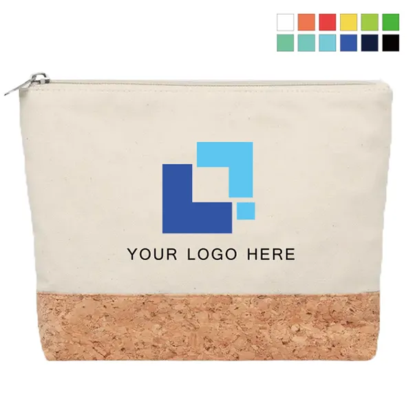 Canvas Cosmetic Bag with cork base 2
