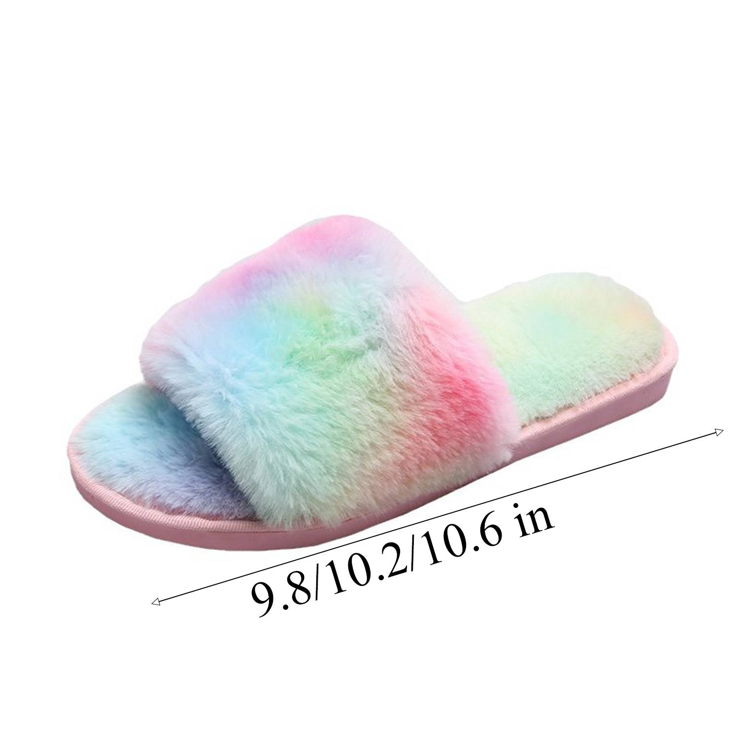 Soft Sole Anti-Slip Rainbow Plush Home Slippers 9