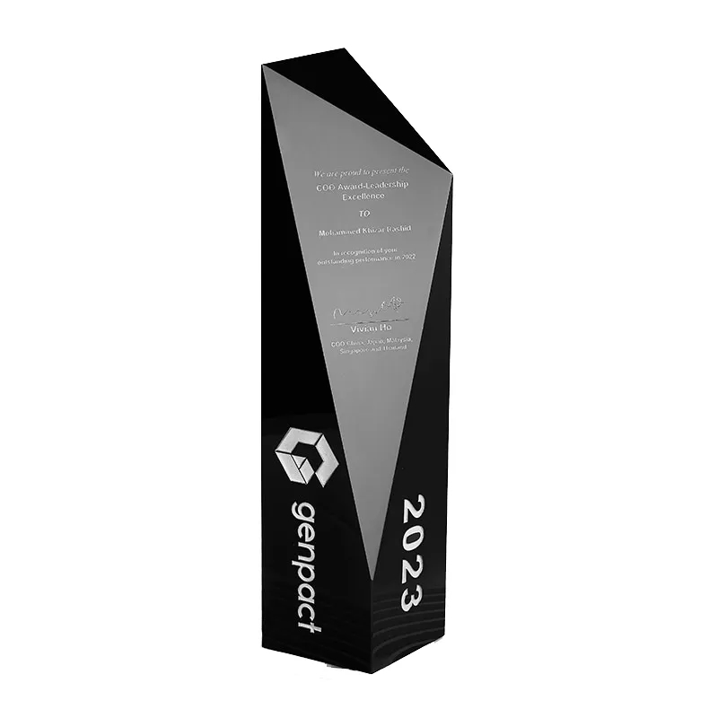 Black Cut Crystal Tower Award 5