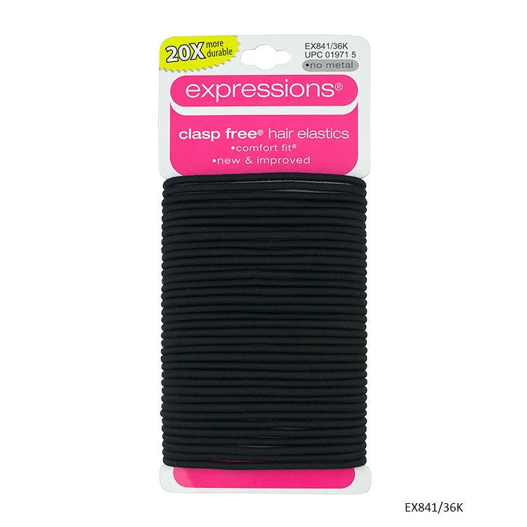 Hair Elastics - Black 36 Pack No Metal 2