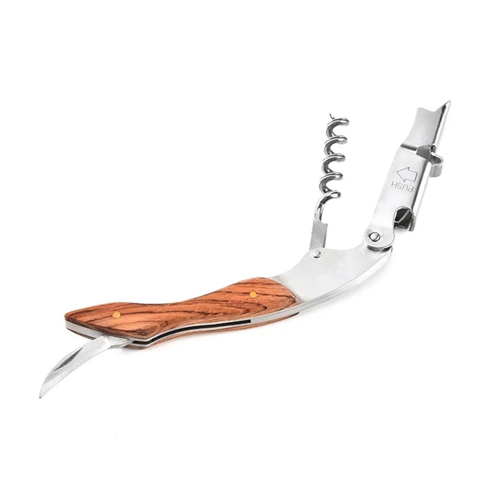 Multi-Function Red Wine Bottle Opener Stainless Steel Wood 5