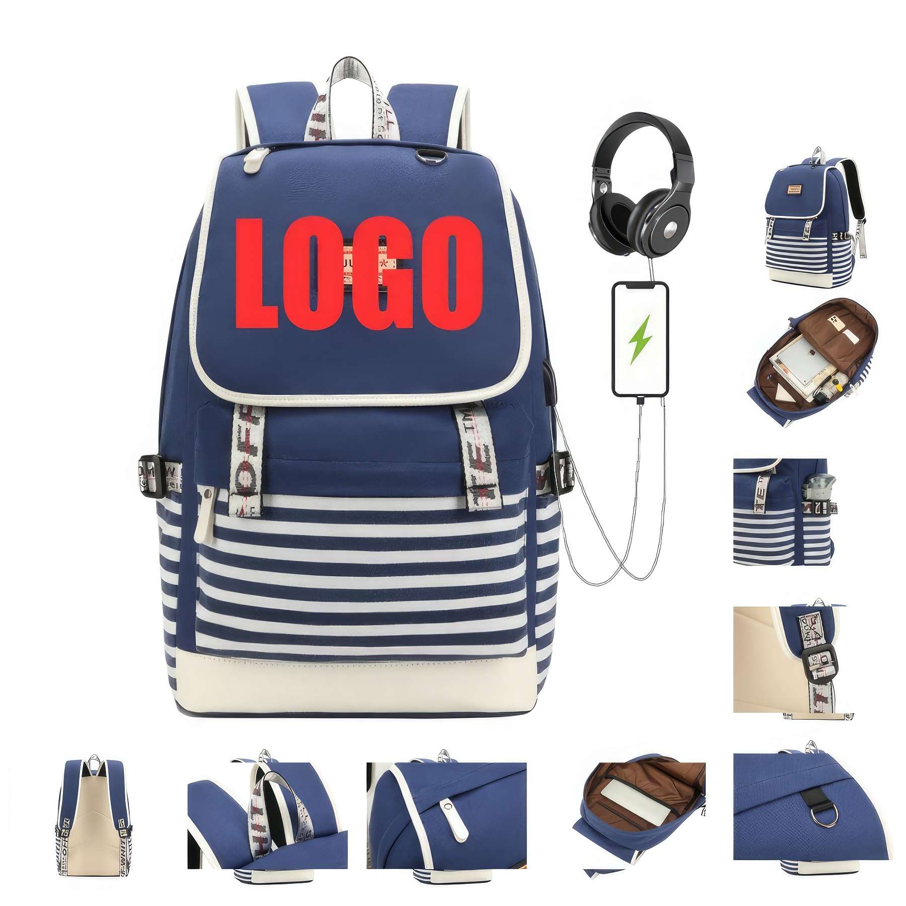 Customizable Computer Backpacks with USB Charging Port 2