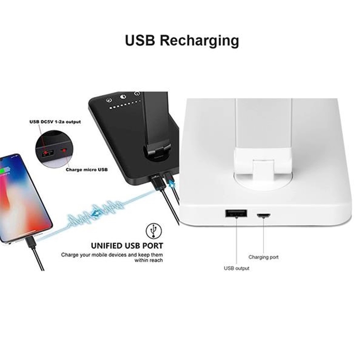 LED Desk Lamp With Wireless Charger USB Charging Port 4