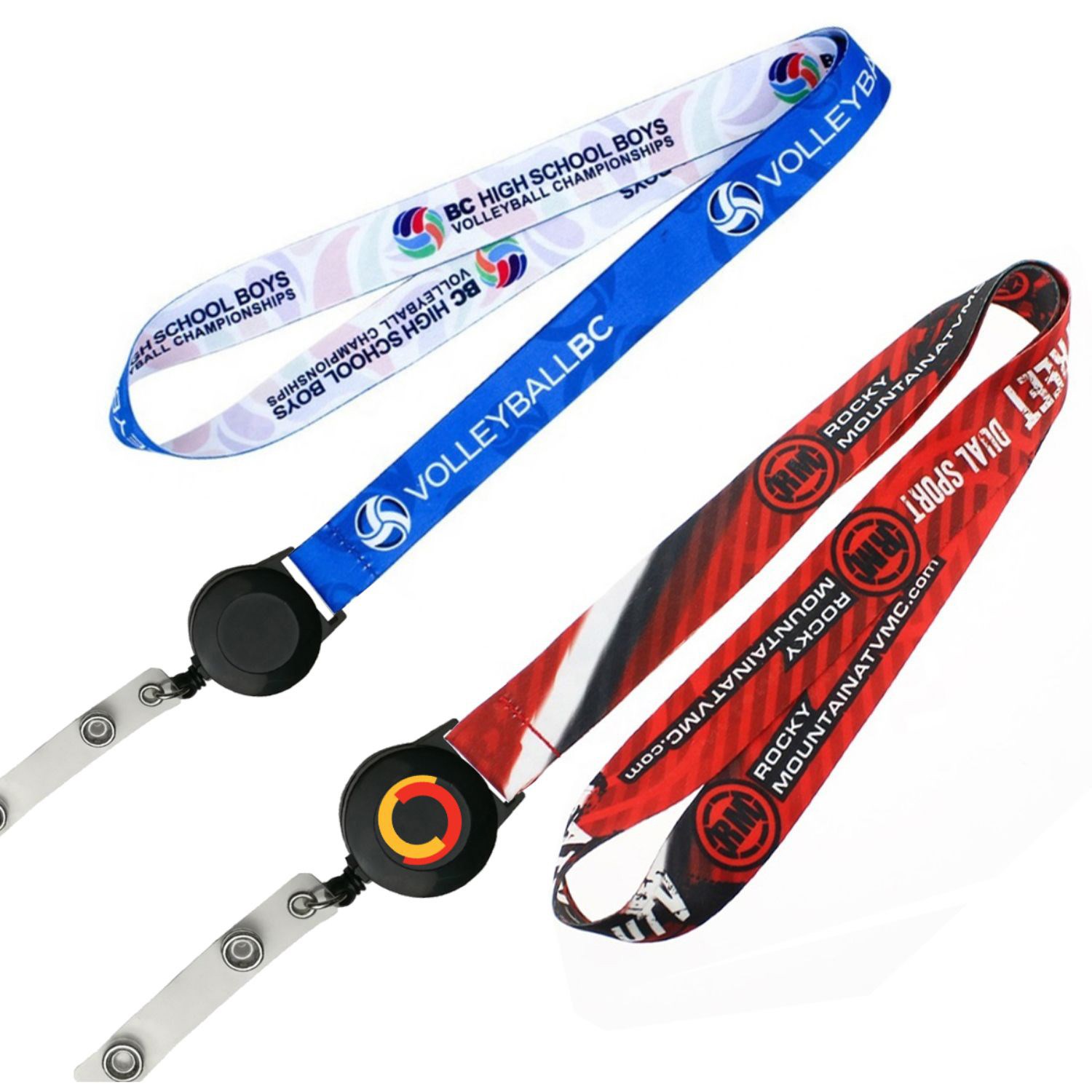 3/4 inch Dye Sublimation Lanyards w/ Retractable Reel Combo 1