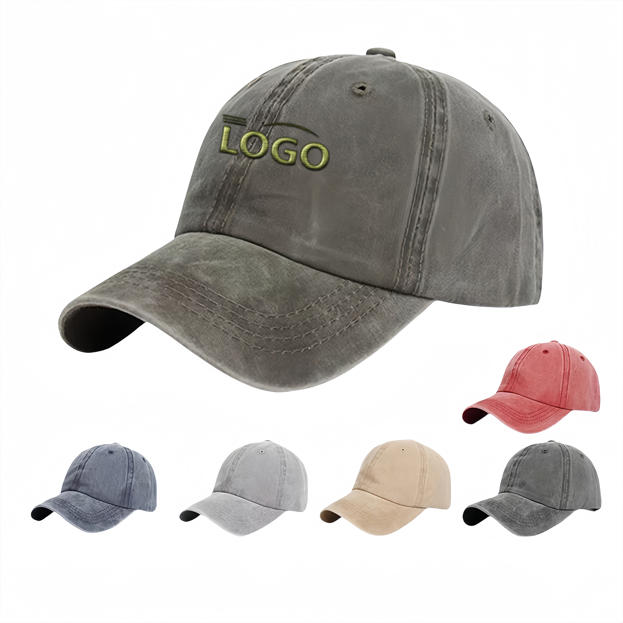 Cotton-washed Baseball Cap with Custom Logo 2