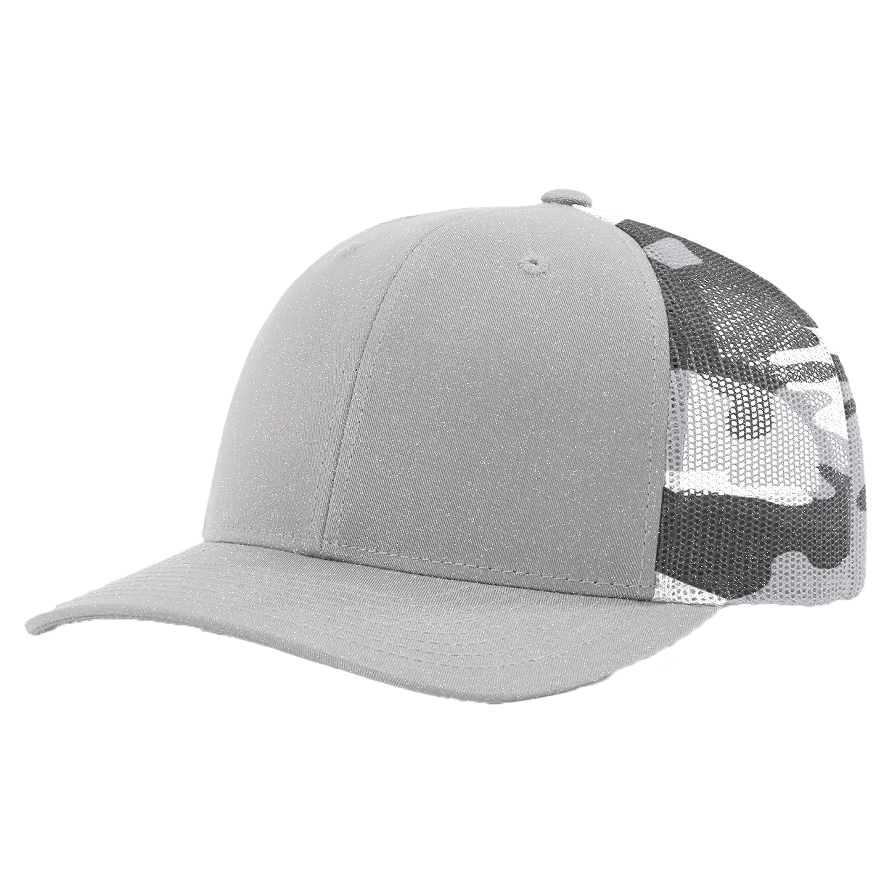 Richardson 112PM Printed Mesh Snapback Trucker Hat w/Leatherette Adhesive Patches or Embroidery 41