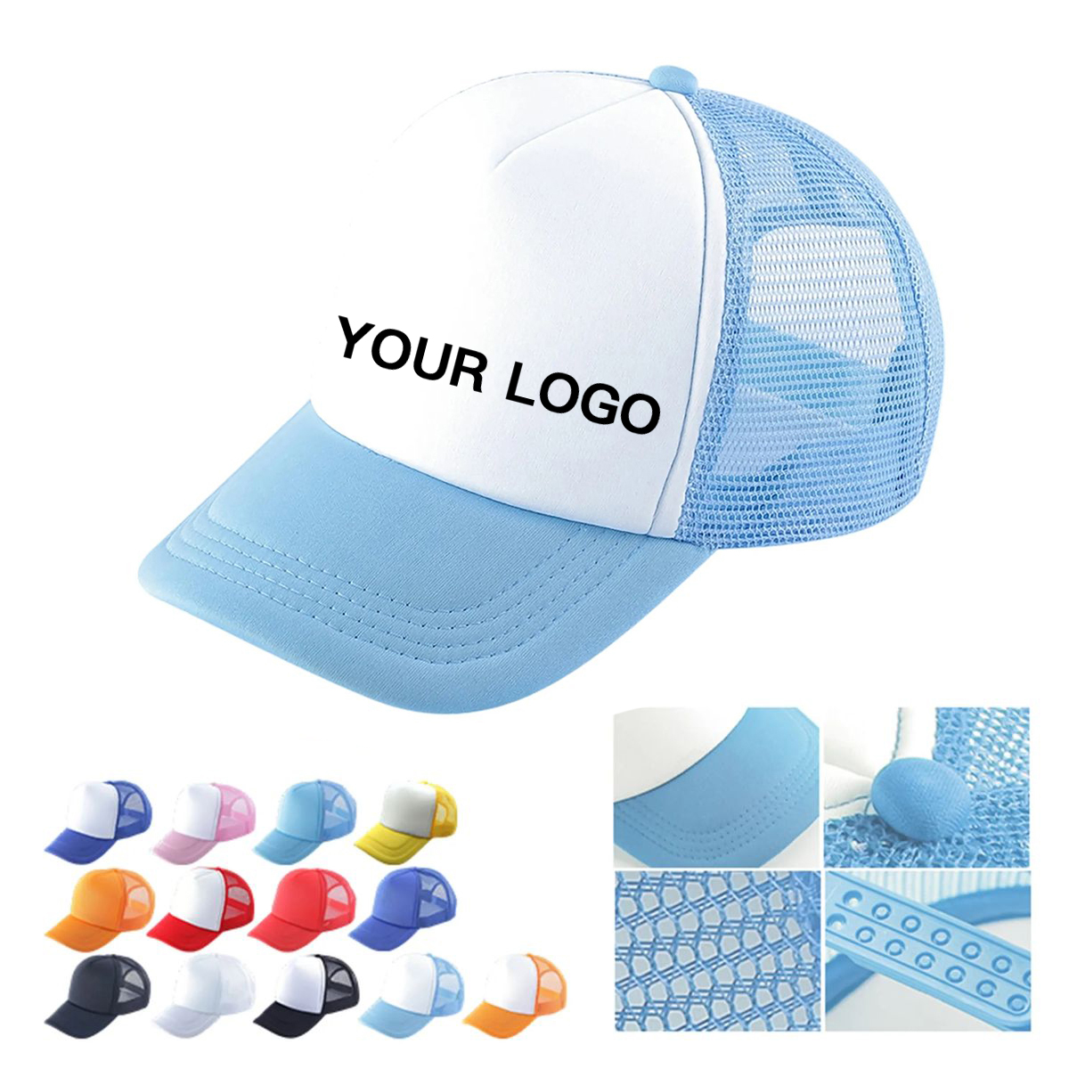 Mesh Back Trucker Hat with Adjustable Snap Closure 3