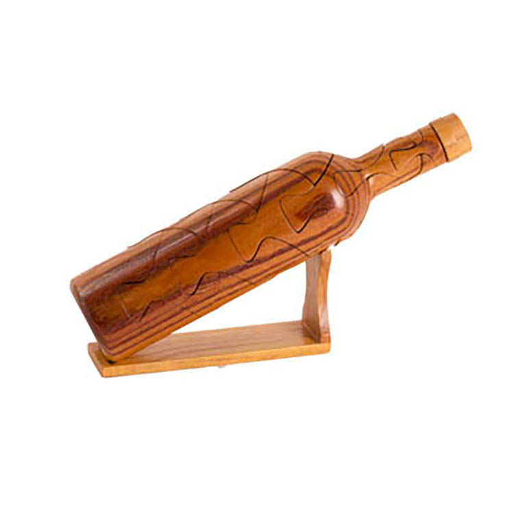 Unique Mahagany Wine Bottle Puzzle 1