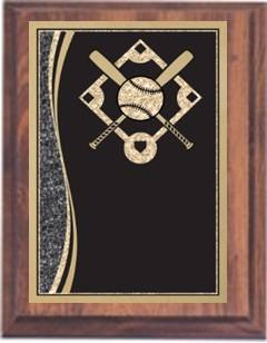 6" x 8" Cherry Finish Plaque with a Baseball Designer Plate 2