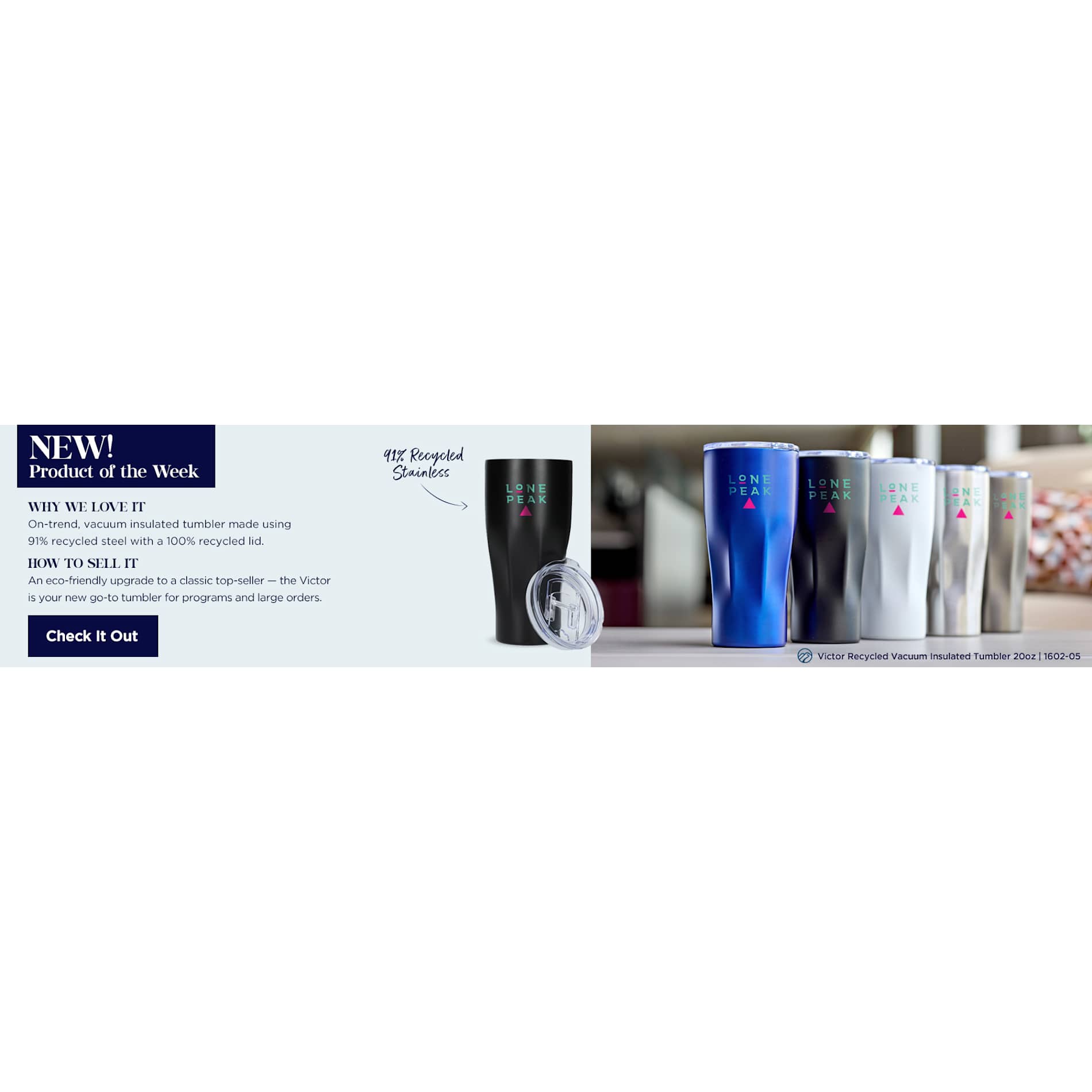 Victor Recycled Vacuum Insulated Tumbler 20oz 136