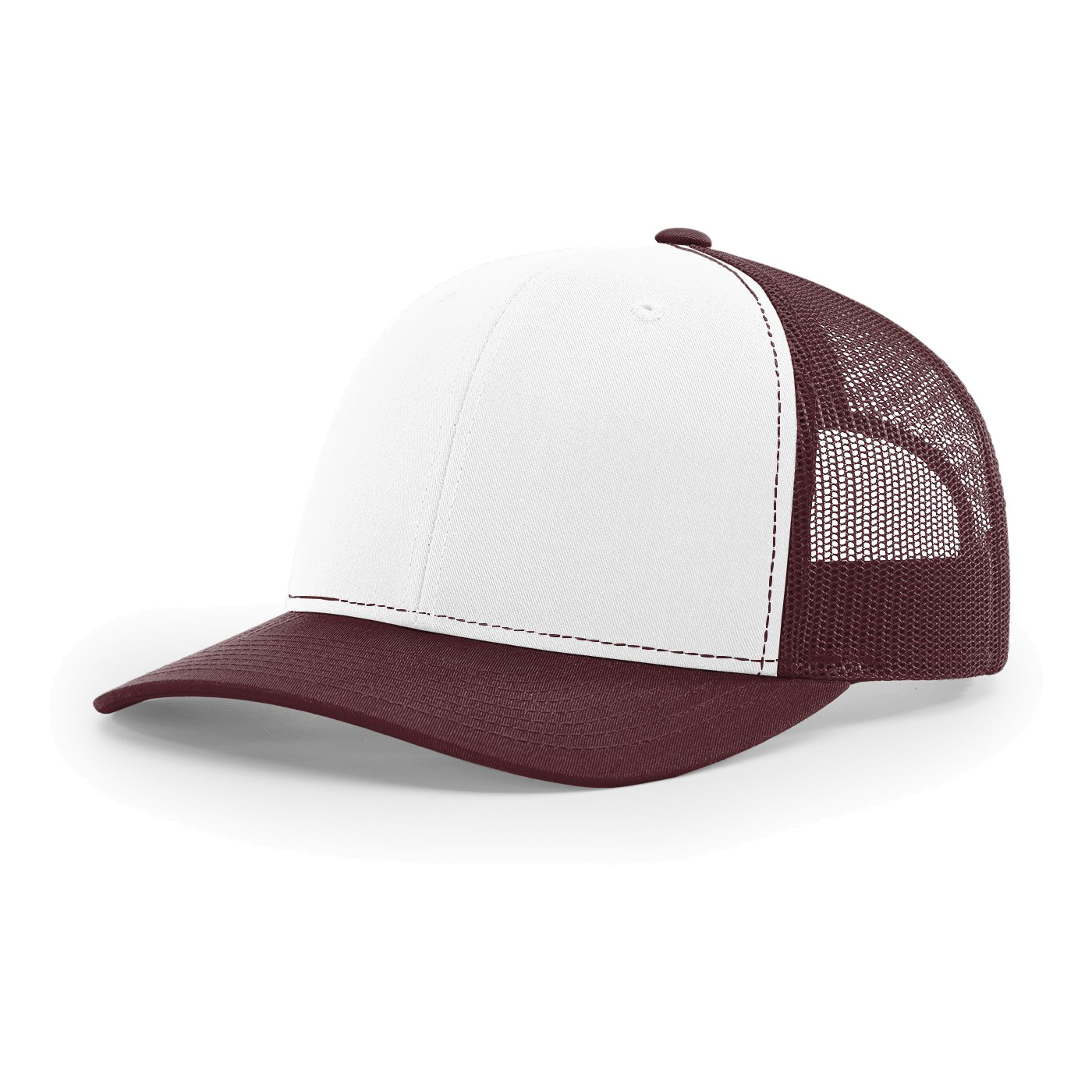 Richardson 112 6-Panel Snapback Trucker Hat w/Leatherette Adhesive Patches or Embroidery 57