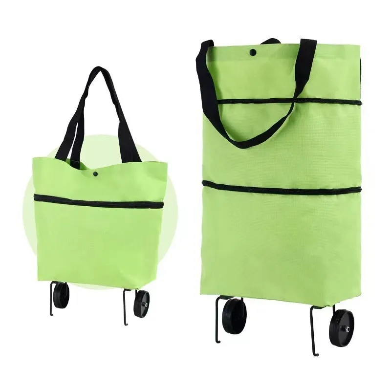 Foldable Oxford Cloth Shopping Bag with Wheels Grocery Cart 3