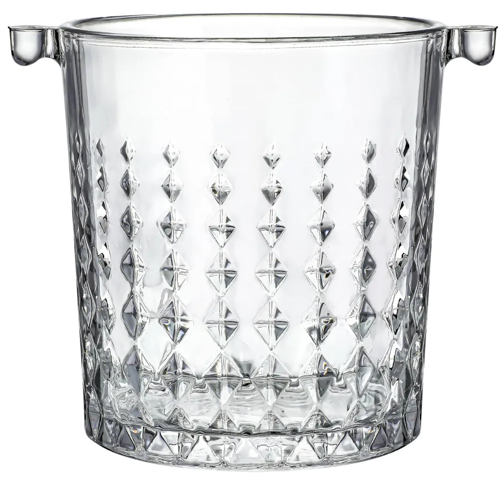 0.9L Mini Crystal Glass Ice Bucket with Handle and Tong 6
