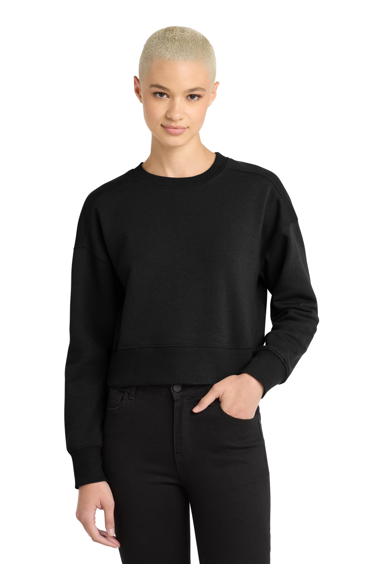 District Women's Perfect Weight Fleece Cropped Crew DT1105 38