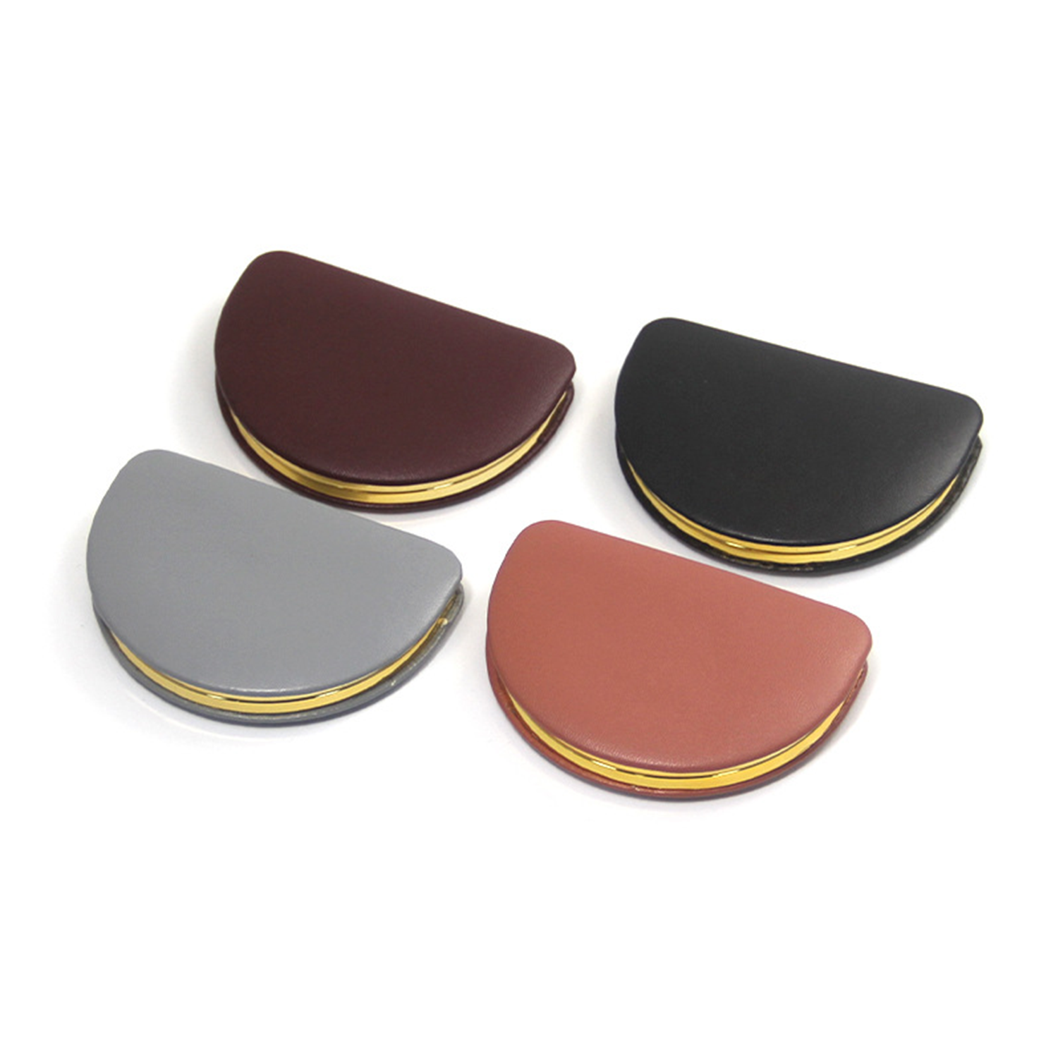 foldable oval magnifying Makeup PU Leather vanity Mirror 10